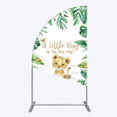 Lofaris Boho Green Leaves Lion Baby Shower Half Moon Arch Backdrop