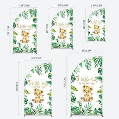 Lofaris Boho Green Leaves Lion Baby Shower Half Moon Arch Backdrop
