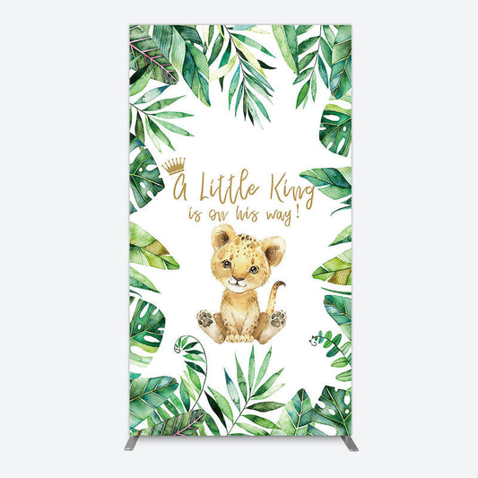 Lofaris Boho Green Leaves Lion Baby Shower Rectangle Backdrop