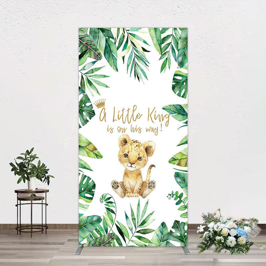 Lofaris Boho Green Leaves Lion Baby Shower Rectangle Backdrop