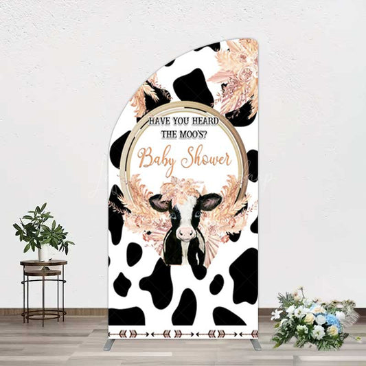 Lofaris Boho Have You Heard The Moos Baby Shower Half Moon Arch Backdrop