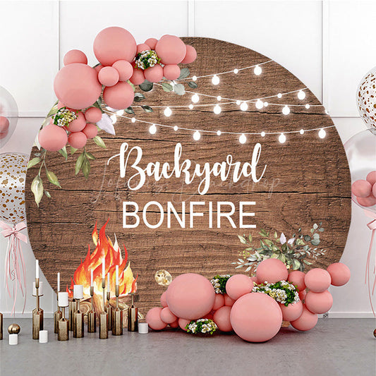 Lofaris Boho Leaves Backyard Bonfire Round Wood Backdrop