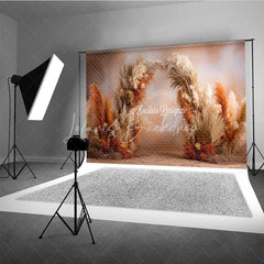 Lofaris Boho Pampas Grass Arch Backdrop Dried Palm Leaves Decor Rustic Terracotta Wedding Photo Booth Prop