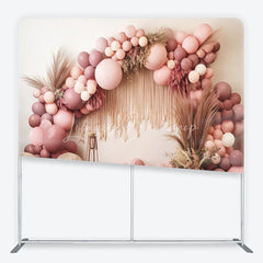 Lofaris Boho Pink Blush Balloon Arch square double-sided backdrop Macrame Pampas Grass Baby Shower Birthday Decor