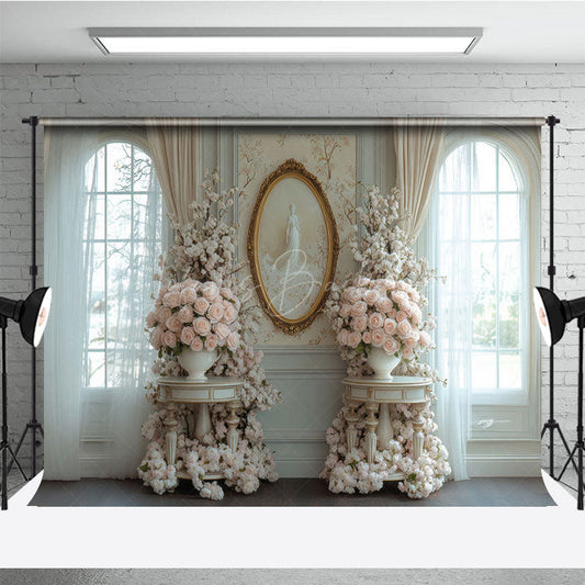 Lofaris Boho Pure White Curtain Floral Room Wedding Backdrop