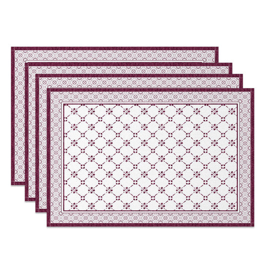Lofaris Boho Retro Rose Red White Rhombus Set Of 4 Placemats