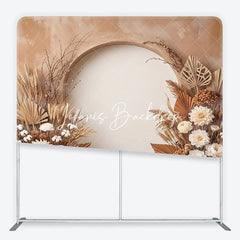Lofaris Boho Rustic Dried Floral Arch Square Double-Sided Backdrop Natural Pampas Grass and Palm Leaves Photography Background