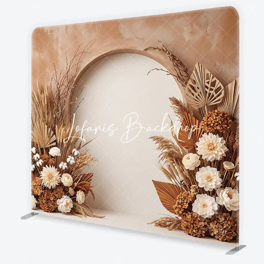 Lofaris Boho Rustic Dried Floral Arch Square Double-Sided Backdrop Natural Pampas Grass and Palm Leaves Photography Background