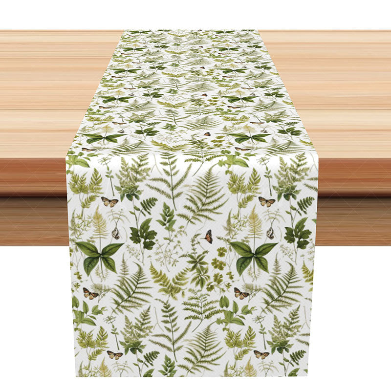 Lofaris Boho Sage Green Leaves Table Runner for Spring Sweet Fresh Eucalyptus Kitchen Decor Modern Farmhouse Wedding