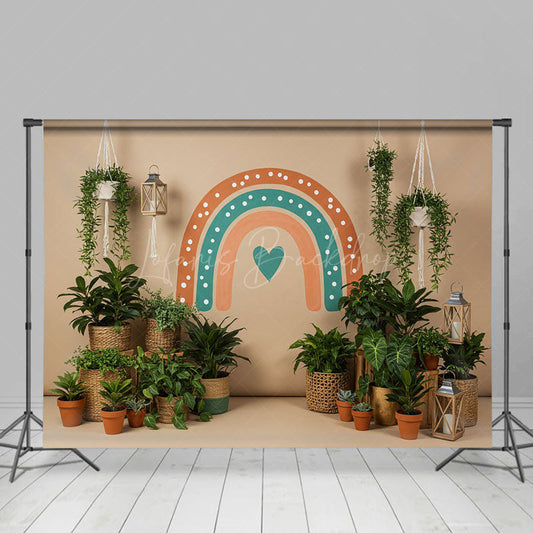 Lofaris Boho Spring Rainbow Plants Fresh Wedding Backdrop