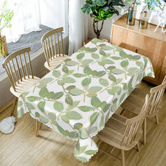 Lofaris Boho Spring Tablecloth with Green and Gold Leaves Elegant Botanical Decor for Wedding or Party