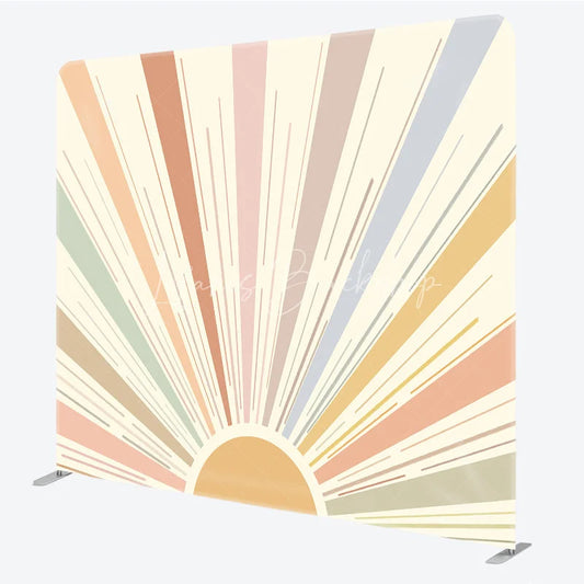 Lofaris Boho Sun Tension Fabric Backdrop Muted Retro Sunburst Decor Abstract Minimalist Theme Background for Birthday