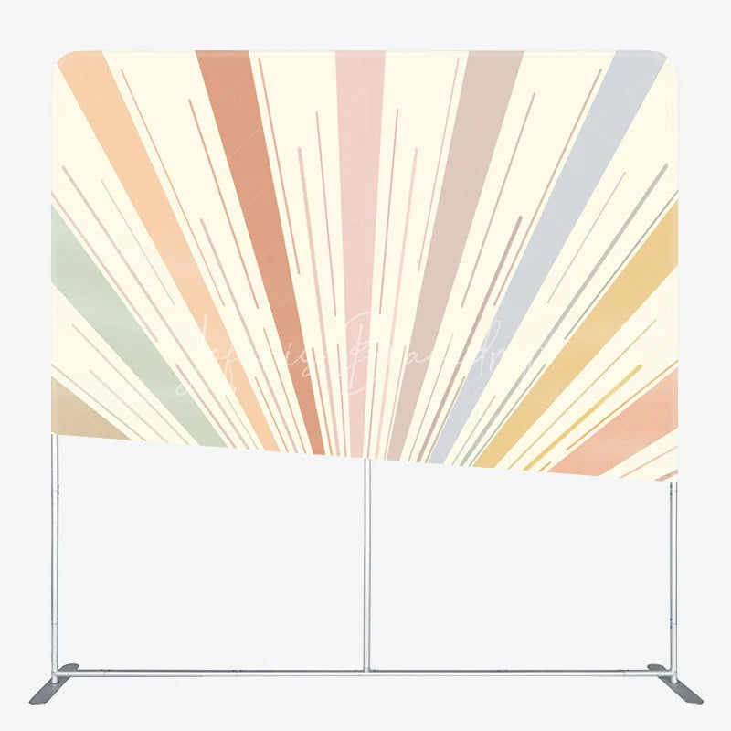 Lofaris Boho Sun Tension Fabric Backdrop Muted Retro Sunburst Decor Abstract Minimalist Theme Background for Birthday