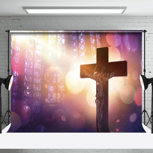 Lofaris Boho Sunlight Brown Cross Easter Photo Backdrop