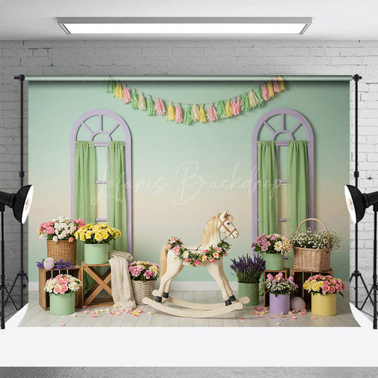 Lofaris Boho Sweet Floral Carrousel Fresh Wedding Backdrop