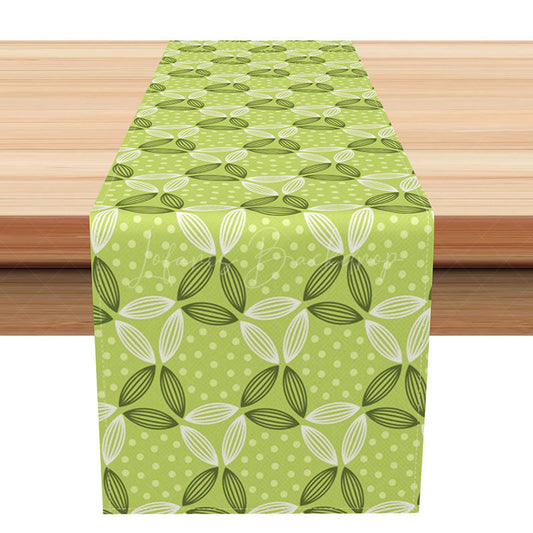 Lofaris Boho Table Runner with Repeating Leaf and Dot Patterns Simple Black White Botanical Modern Farmhouse Decor