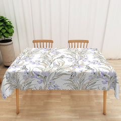 Lofaris Boho Tablecloth with Purple Flowers and Butterflies for Whimsical Garden Party Spring Decor