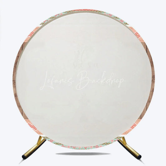 Lofaris Boho Tribal Wild One Round Backdrop with Dreamcatcher and Teepee Peach Mint Green First Birthday Party Decor