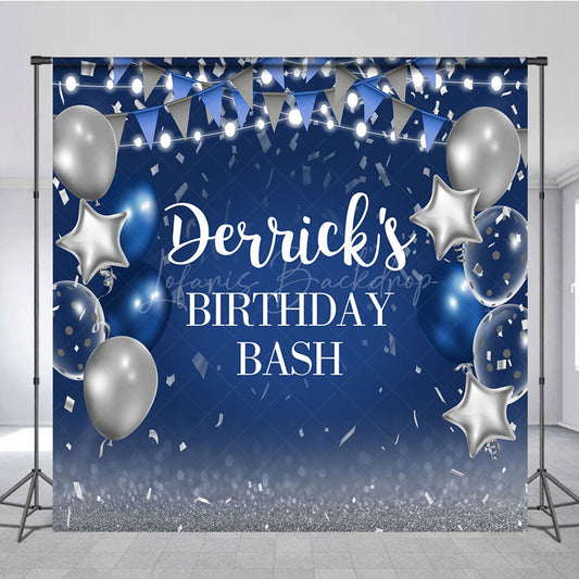 Lofaris Bokeh Blue Flag Balloons Custom Birthday Backdrop