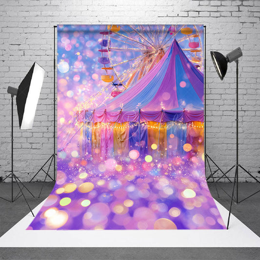 Lofaris Bokeh Colorful Amusement Park Cake Smash Backdrop