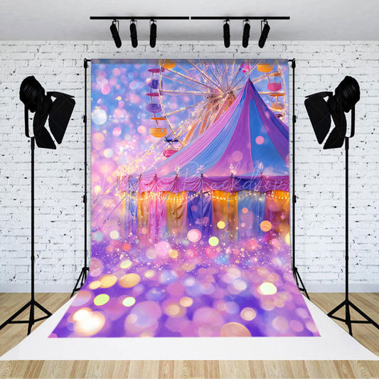 Lofaris Bokeh Colorful Amusement Park Cake Smash Backdrop