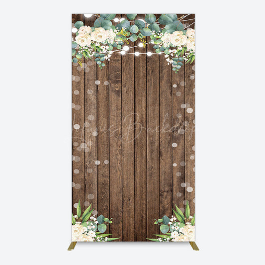 Lofaris Bokeh Greenery Light Floral Wood Grain Rectangle Backdrop
