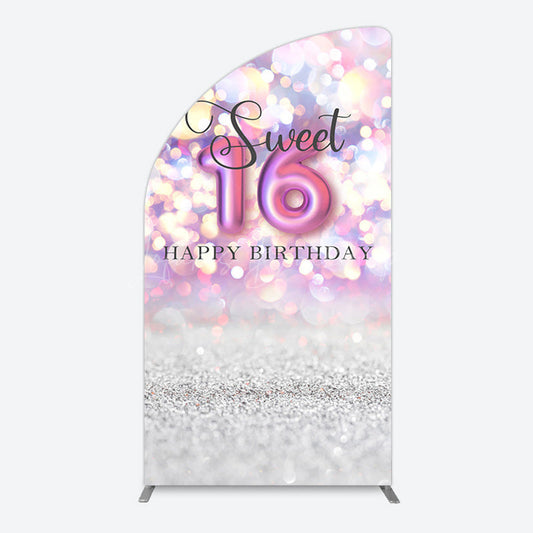 Lofaris Bokeh Light Sweet 16 Happy Birthday Half Moon Arch Backdrop