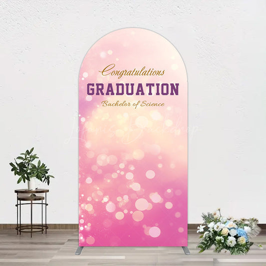 Lofaris Bokeh Pink Bachelor Of Science Grad Arch Backdrop