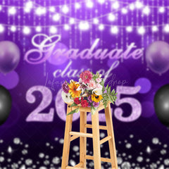 Lofaris Bokeh Purple Diamonds Glitter Congrats Grad Backdrop