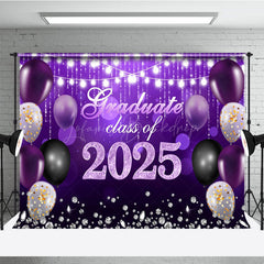 Lofaris Bokeh Purple Diamonds Glitter Congrats Grad Backdrop