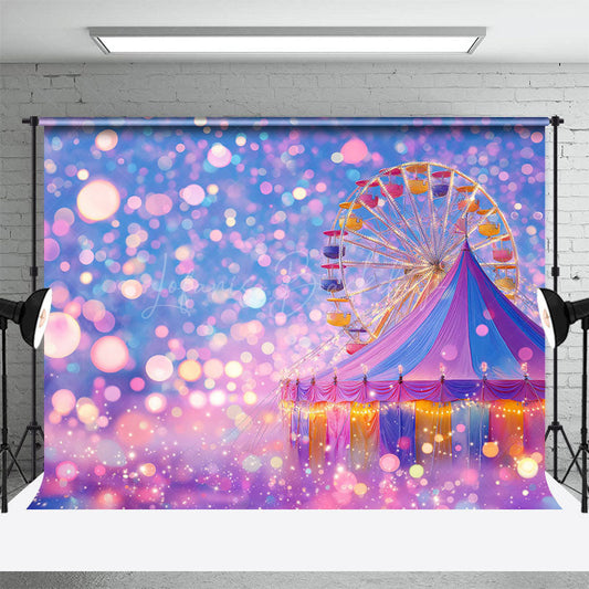 Lofaris Bokeh Rainbow Circus Tent Ferris Wheel Photo Backdrop
