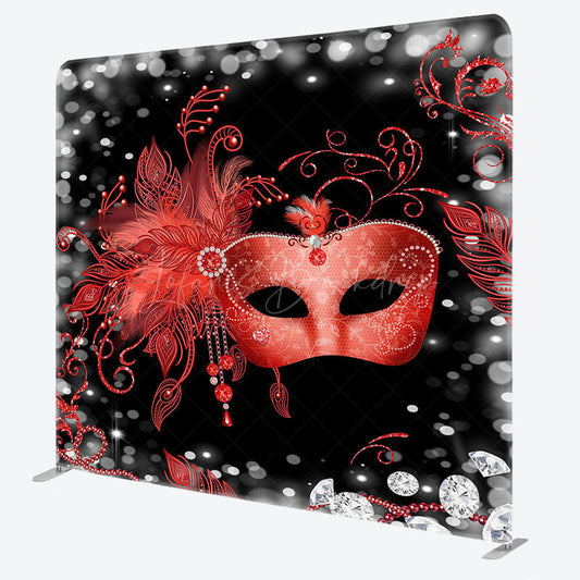 Lofaris Bokeh Red Mask Masquerade Party Pillow Cover Backdrop
