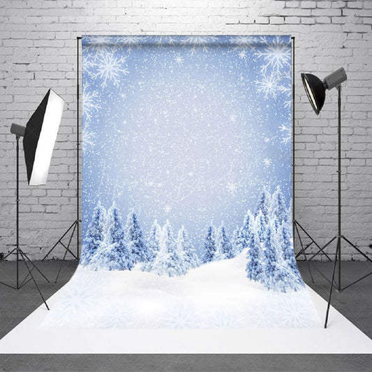 Lofaris Bokeh Silver Snowflake Cedar Winter Sweep Backdrop