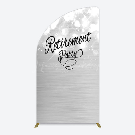 Lofaris Bokeh Silver Sparkle Retirement Party Half Moon Arch Backdrop