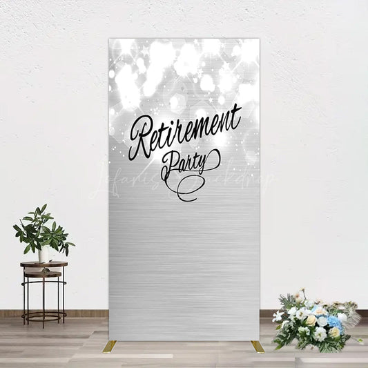 Lofaris Bokeh Silver Sparkle Retirement Party Rectangle Backdrop