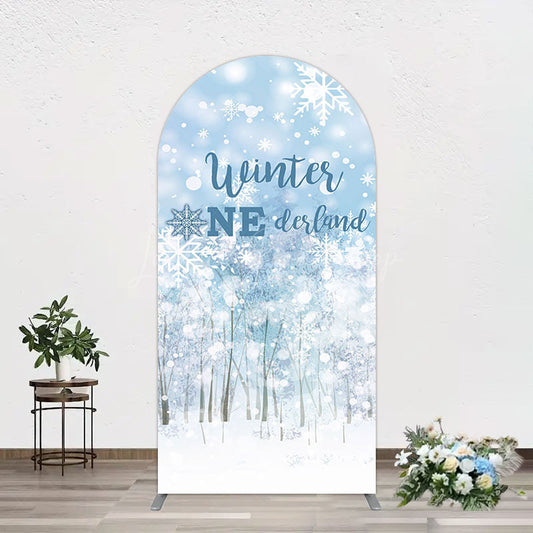 Lofaris Bokeh Snowy Forest Winter Onerderland Arch Backdrop
