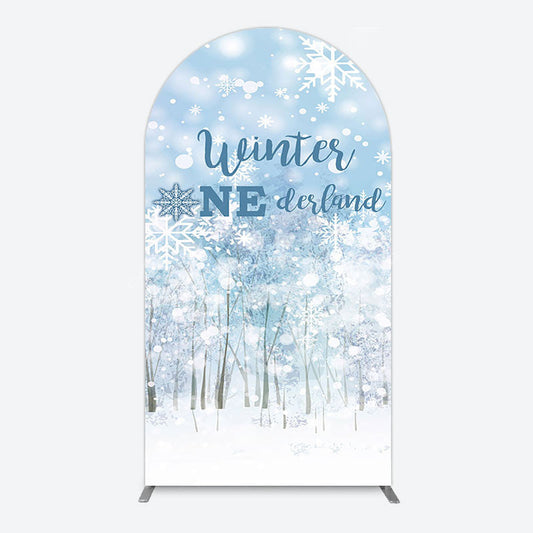 Lofaris Bokeh Snowy Forest Winter Onerderland Arch Backdrop