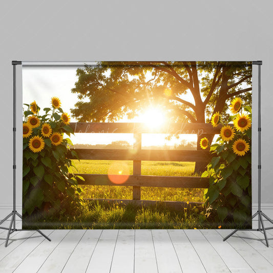 Lofaris Bokeh Summer Glow Fence Sunflower Photo Backdrop