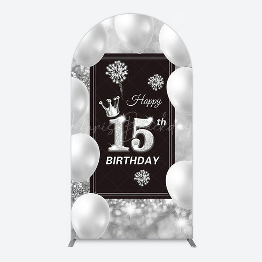 Lofaris Bokeh Sweet 15th Birthday Balloons Arch Backdrop