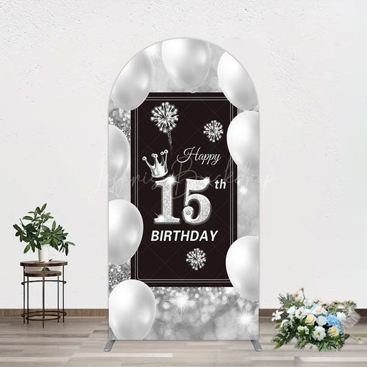 Lofaris Bokeh Sweet 15th Birthday Balloons Arch Backdrop