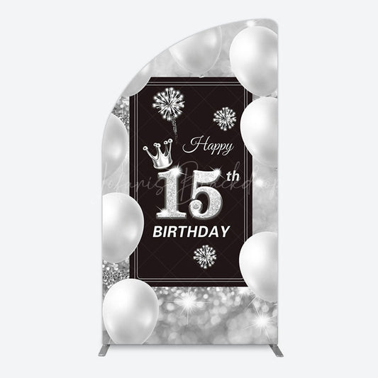 Lofaris Bokeh Sweet 15th Birthday Balloons Half Moon Arch Backdrop