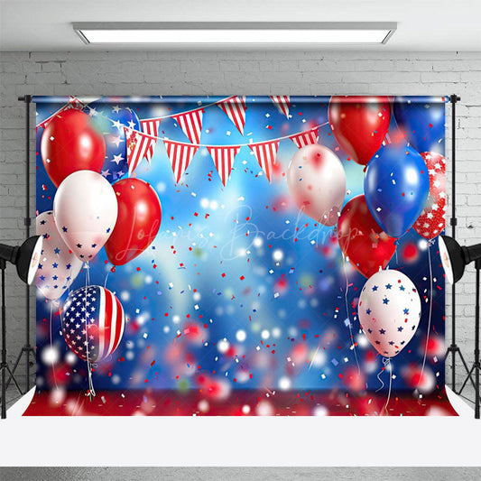 Lofaris Bokeh Vibe USA Flag Balloons Photography Backdrop
