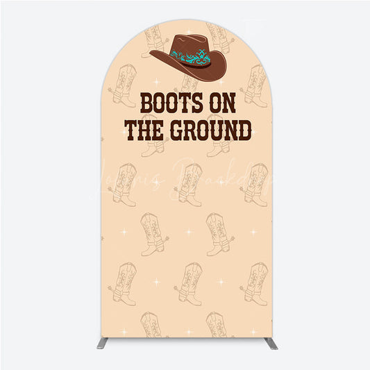 Lofaris Boots On The Ground Western Arch Backdrop Cowboy Hat and Pattern Country Themed Birthday Party Decor