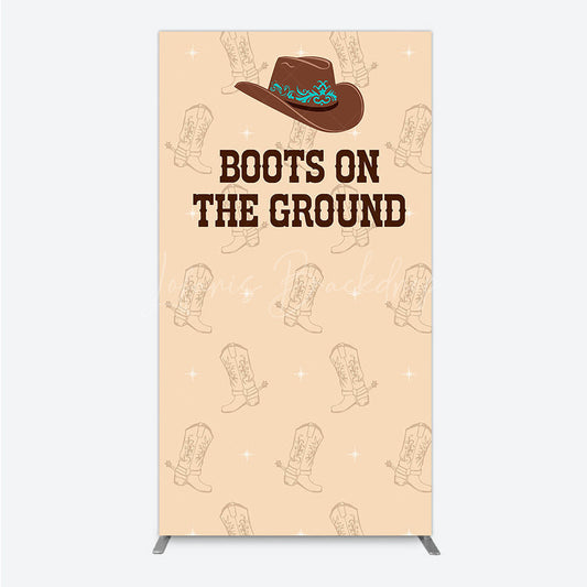 Lofaris Boots On The Ground Western Rectangle Backdrop Cowboy Hat and Pattern Country Themed Birthday Party Decor