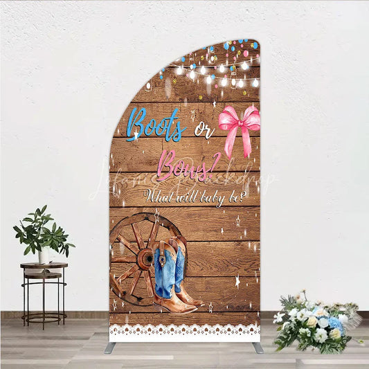 Lofaris Boots or Bows Gender Reveal Half Moon Arch Backdrop Kit Cowboy Baby Shower Party Decor