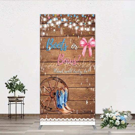 Lofaris Boots or Bows Gender Reveal Rectangle Backdrop Kit Cowboy Baby Shower Party Decor