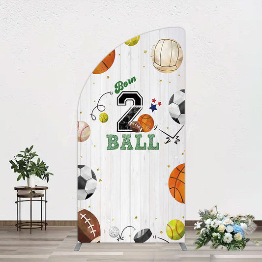 Lofaris Born 2 Ball Boy Birthday Party Half Moon Arch Backdrop