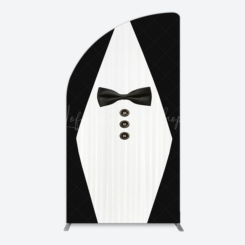 Lofaris Boss Suit Black White Happy Birthday Half Moon Arch Backdrop