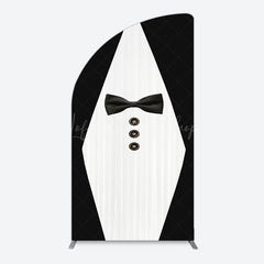 Lofaris Boss Suit Black White Happy Birthday Half Moon Arch Backdrop