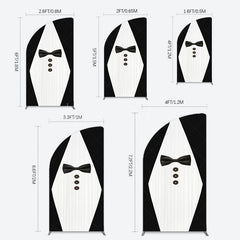 Lofaris Boss Suit Black White Happy Birthday Half Moon Arch Backdrop